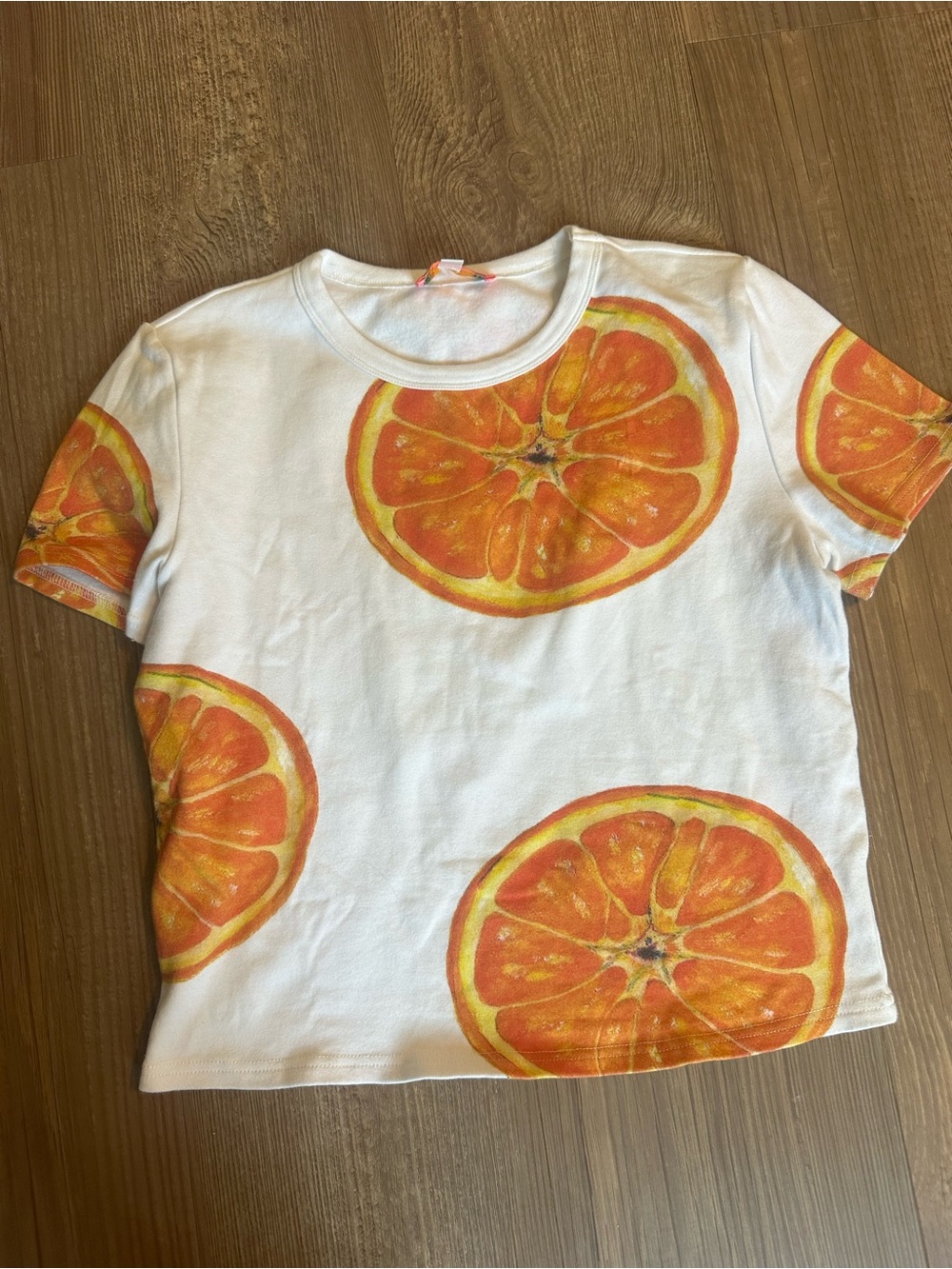White Tee with Orange Slice Print